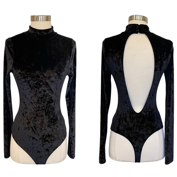 Long Sleeve Velvet Open Back Bodysuit By Joes Taylor Hill Collaboration - Picture 1 of 7